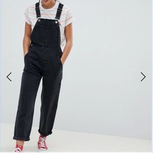 ASOS DESIGN Petite Denim Overall In Washed Black